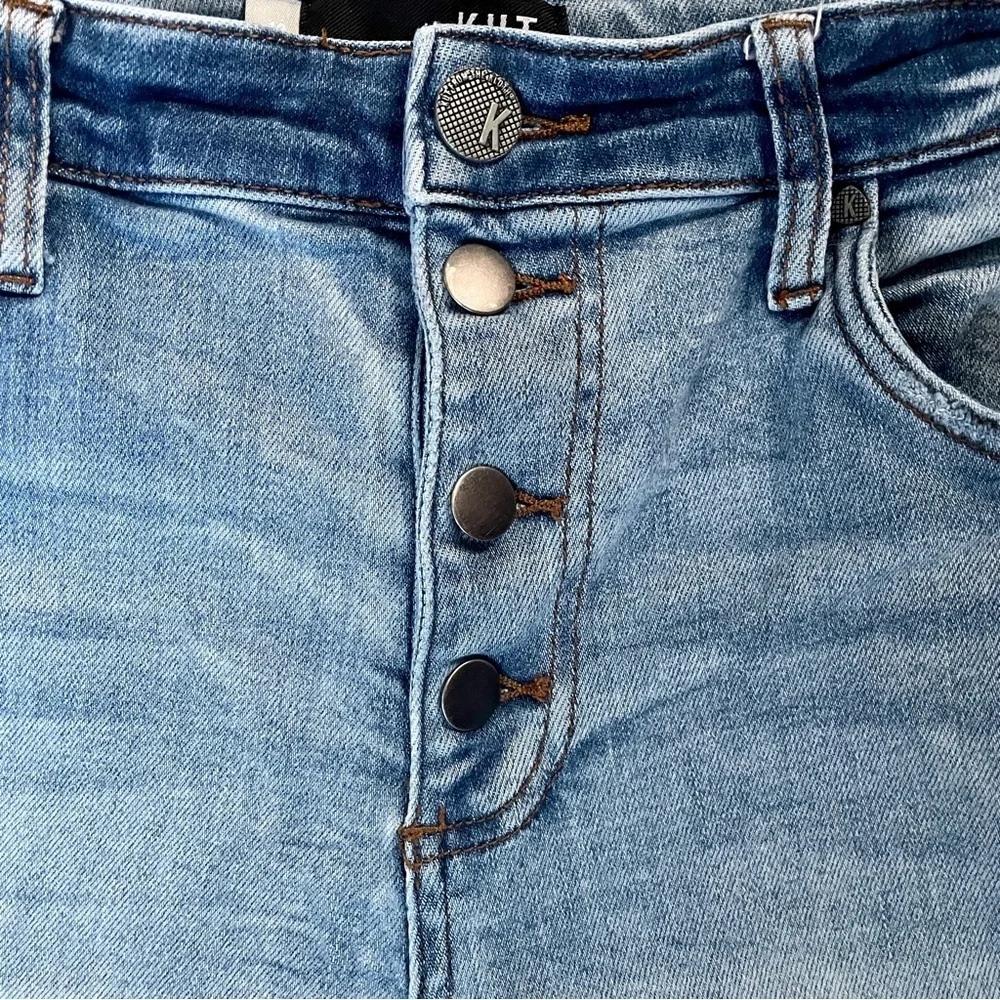 Kut From The Kloth High Rise Distressed Button Fly Jeans Blue 12 KP1392MA1 - Picture 4 of 12